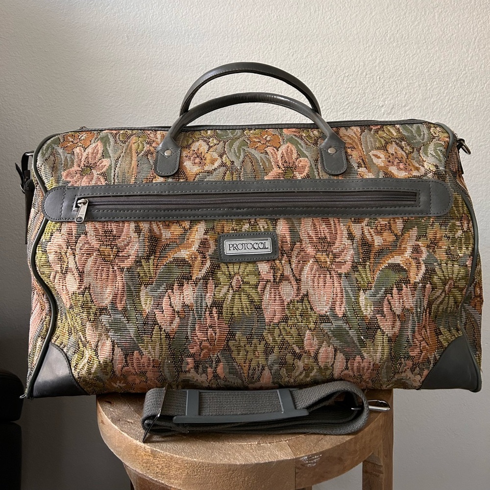 XL Floral PROTOCOL Tapestry Duffle Bag